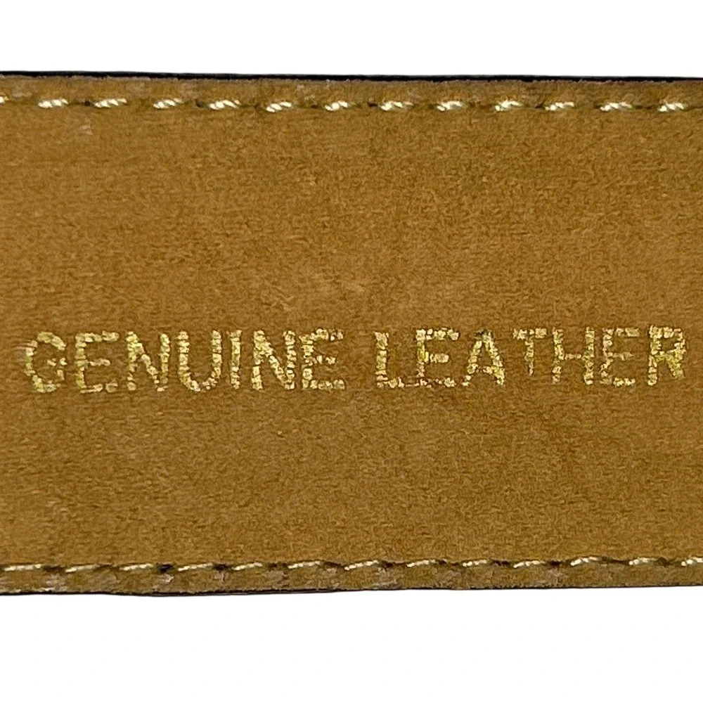 Worth New York Gold‎ Dog Buckle Black Croc Embossed Leather Belt  Size P 29